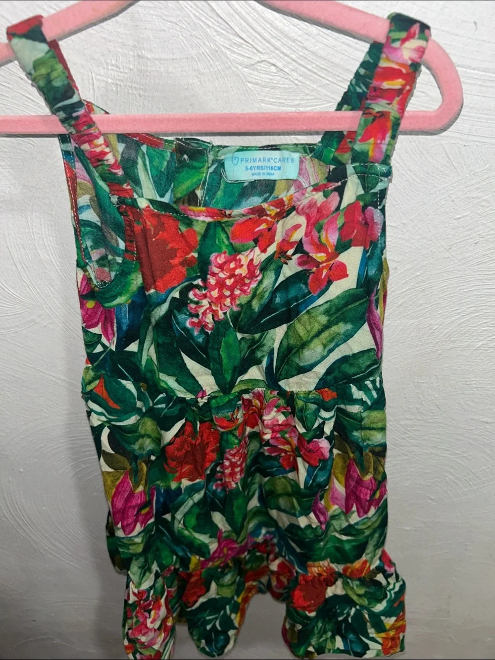 Primark Kids Floral One-Piece Dress - Green Tropical Print
